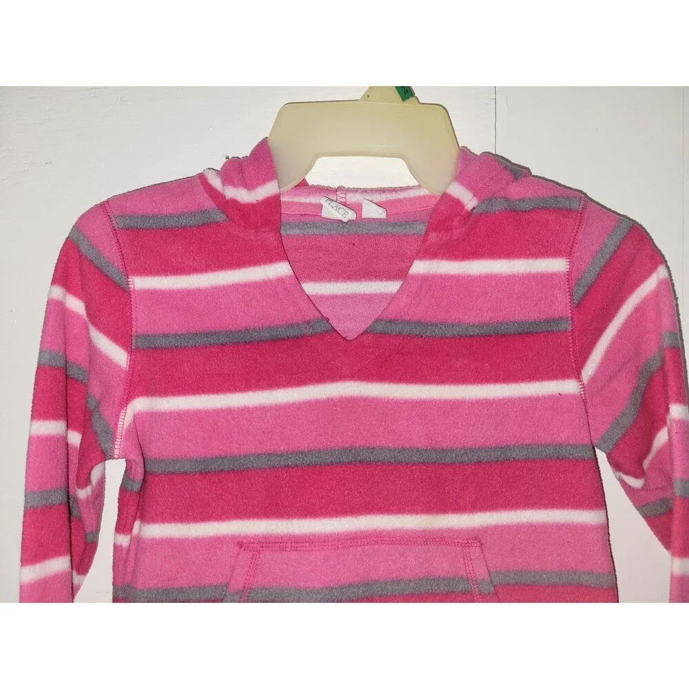 The Children's Place Girls Pink Striped Fleece Pullover Hoodie AA71